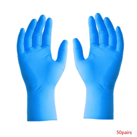 Food Grade Disposable Gloves Kitchen Garden Work Dishwashing And Elongated Rubber Gloves Waterproof Nitrile Gloves, Blue, L