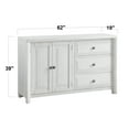 thumbnail image 3 of Dover 60-78-96" Rectangle Expanding Dining Table Set Armchairs Server White Wood, 3 of 9