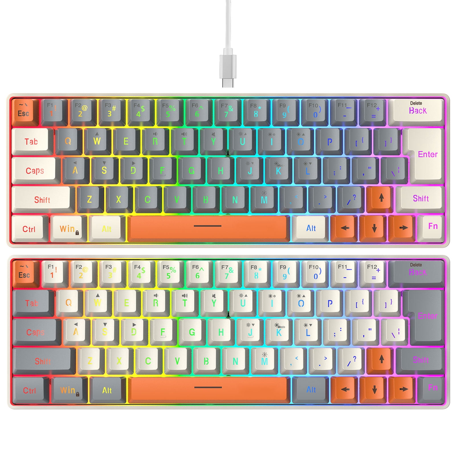 Corded Gaming Keyboard for Gamers LED Backlits LED Mechanical Keyboard 63 Key Desktop Computer Keyboard for Gaming