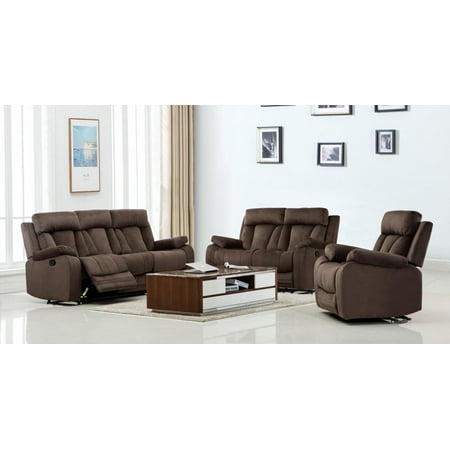 Global Furniture 9760 Contemporary Brown Microfiber Recliner Sofa Set 3pcs Global Furniture 9760 Contemporary Brown Microfiber Recliner Sofa Set 3pcs