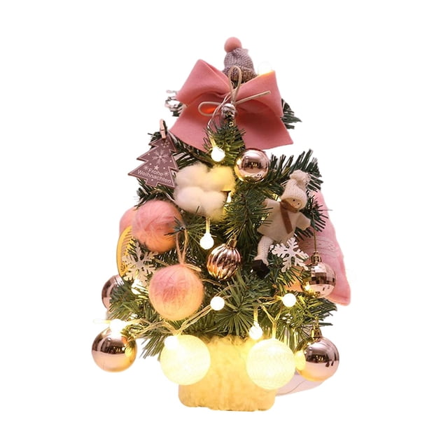 Decoraciones para árboles de Navidad de mesa perfecl con luces bola de Navidad Rosado