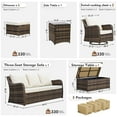 thumbnail image 6 of MEISSALIVVE 7-Piece Outdoor Wicker Patio Furniture Set, Swivel Rocker Chairs, 3-Seat Sofa, Ottomans, and Coffee Table, Beige, 6 of 11