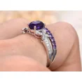 thumbnail image 4 of Rag Jewels 4.00 Ctw Oval Cut Amethyst & Diamond Wedding Anniversary Wedding Bridal Set Band Ring 14K White Gold Plated 925 Sterling Silver 925 Sterling Silver -5, 4 of 4