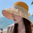 thumbnail image 2 of SikaFu Summer New Seaside Holiday Sunscreen Hats Female Lace Flower Splicing Cold Hat Fashionable Foldable Fisherman Hat, 2 of 9
