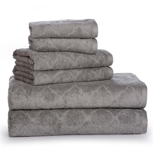 Affinity Linens ADC6PCT-SGY Luxurious Fine Cotton Jacquard Solid Towel Set, Silver Grey - One Size, 6 Piece