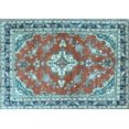 thumbnail image 1 of Ahgly Company Indoor Rectangle Medallion Light Blue Traditional Area Rugs, 6' x 9', 1 of 4