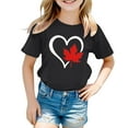 thumbnail image 4 of MIXUE Toddler Girls Tops & T-Shirts Canada Print Short Sleeve Crewneck Casual Fit Basic Tops Pullover T Shirts Activewear,Black,3-4 Years, 4 of 4