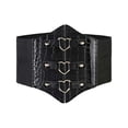 thumbnail image 2 of Corset PU Leather Cummerbunds Strap Belts for Women Banquet Elastic Tight High Waist Slimming Body Shaping Girdle, 2 of 5