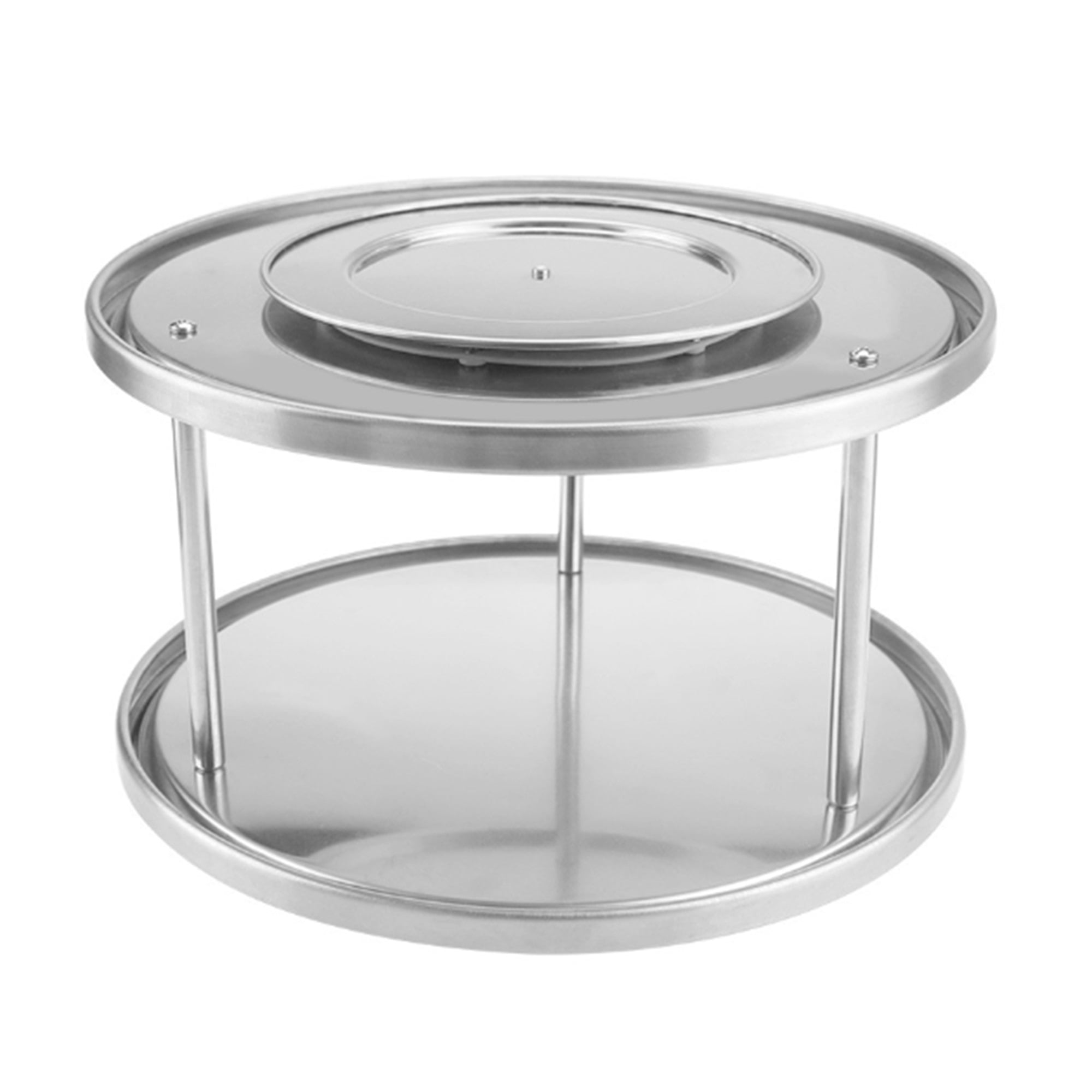 Stainless Steel 2 Tier Lazy Susan 360-degree Turntable Spice Organizer 