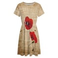 thumbnail image 4 of Poppy Artwork Dress Fashion Beach Short Sleeve Dresses Female Party Printed Sundress, 4 of 7