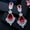Rose Red, variant on Silver Plated CZ Rose Red Long Crystal Drop Dangle Earrings for Brides Wedding