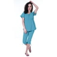 thumbnail image 2 of Moomaya Ensemble de Nuit pour Femmes Capri Coton 2 Pcs Chemises de Nuit, 2 of 5
