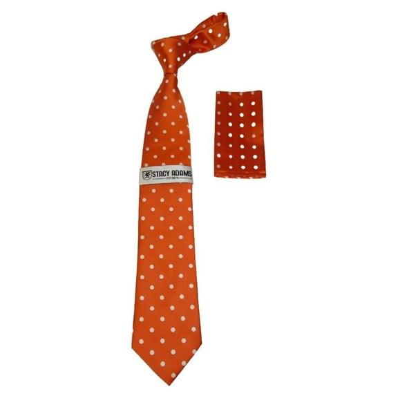 Men's Stacy Adams Tie and Hankie Set Woven Silky Fabric #Stacy12 Orange