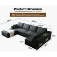 thumbnail image 5 of 139.4" U Shaped Cloud Sectional Sofa for Living Room Plush Corduroy Cover Fluffy Memory Foam Cushions, No Assembly Required, Modular Chaise Lounge, Oversized Comfortable Couches Set, Black, 5 of 11