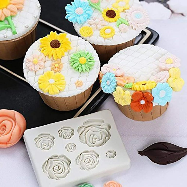 Multicavity Flower Silicone Chocolate Mold DIY Tulip Rose Biscuit Fudge  Candy Jelly Ice Cube Making Cake Decor Baking Tool Gift