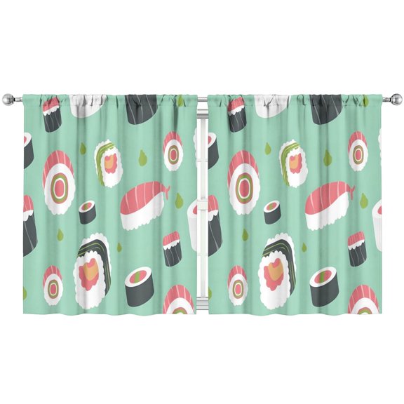 Sushi10 (1) Curtains-blackout Curtains Bedroom Decor Living Room Darkening Grommet Window Drapes 2 Panels Set 52"x 63"