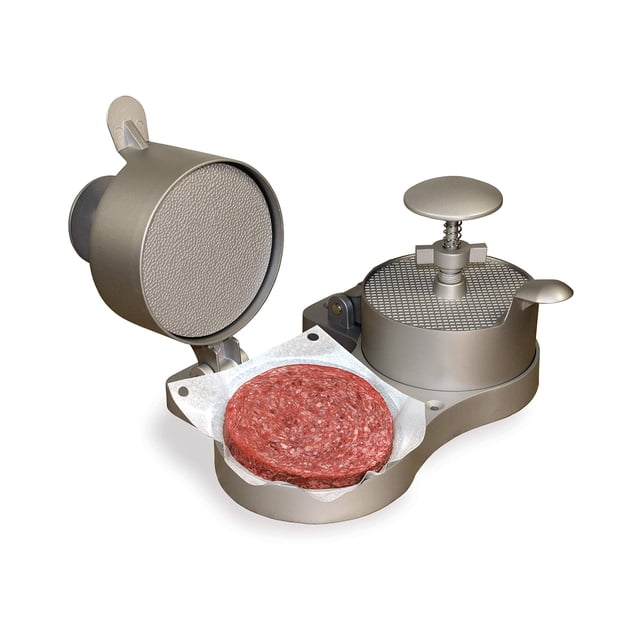 Prensa para hamburguesas Weston de aluminio fundido antiadherente, 4,5" de diámetro