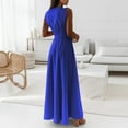 thumbnail image 4 of B91xZ Womens Oversized Sweatshirt Dress Sleeveless Halter Neck Ruffle Layed Chiffon Flowy Swing Long Midi Dress,Blue S, 4 of 5