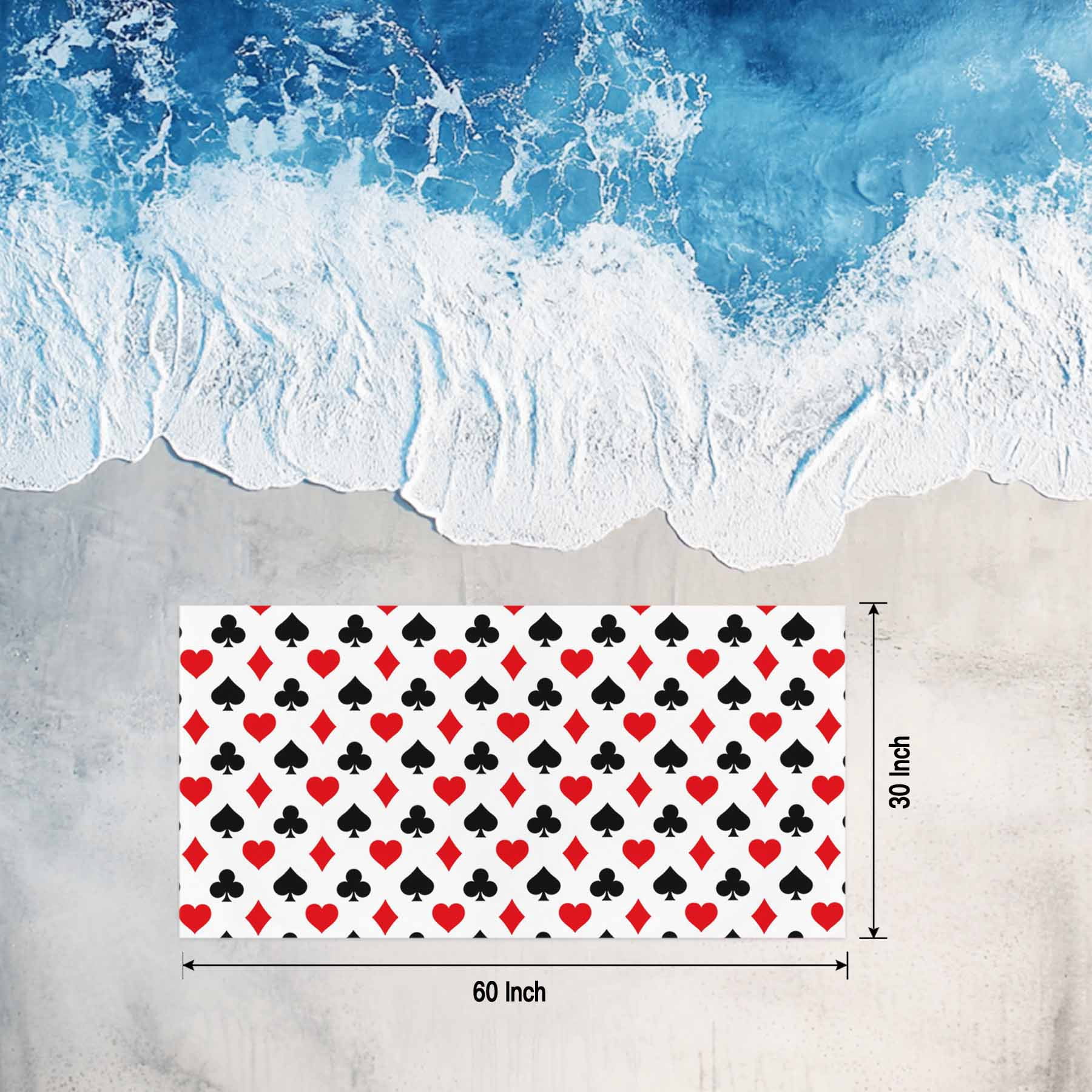 Poker Game Texture Beach Towels Blanket Soft&Absorbent Quick Dry Microfiber Red Black Casino Pattern Pool Towels for Swimming ,Yoga, Sports, Gym, Camping,Large 30X60in,