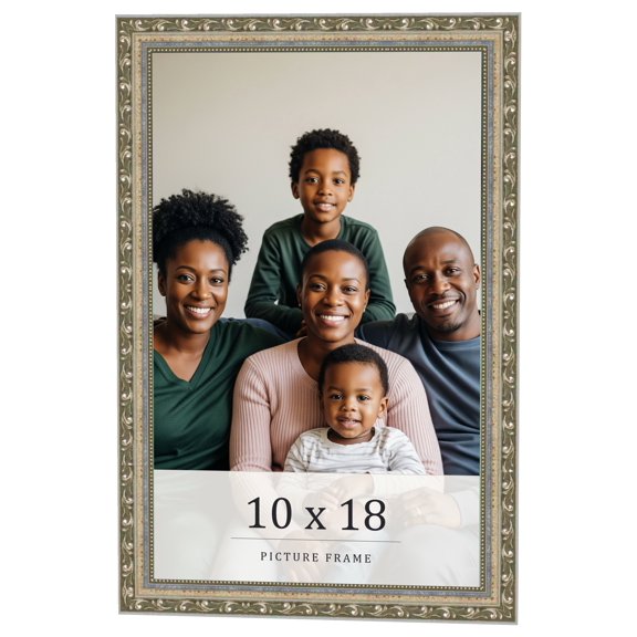 10x18 Frame Silver Solid Wood Picture Frame Width 1.125 Inches | Interior Frame Depth 0.375 Inches