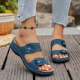 thumbnail image 5 of Jamicy Wedge Slippers for Women Dressy Slip On Comfortable Summer Breathable Shoes Floral Platform Slides for Casual Walking, 5 of 6