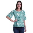 thumbnail image 2 of Moomaya Haut à Col Rond Imprimé pour Femmes Blouse à Manches Coudées Tunique Tenue Formelle, 2 of 5
