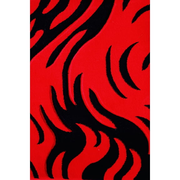 Soft Cozy 3D Look Red Fire Flame, 7'6" x 10'3" Area Rug/ Carpet by Makymo