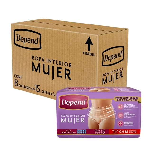 Ropa Interior para incontinencia Depend mujer pañal mediano 120 Piezas
