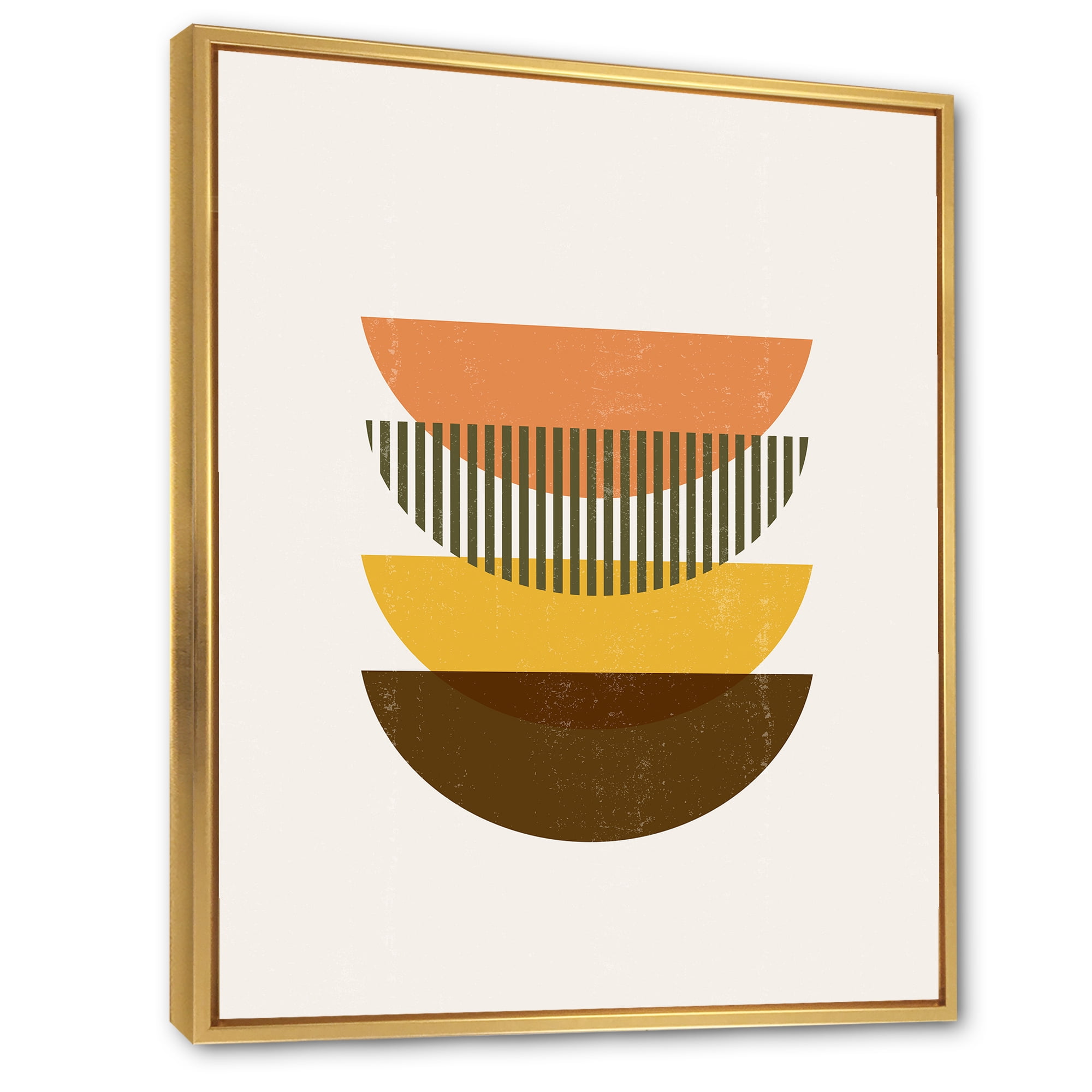 Half Moons In Earth Tones Abstract Geometric Art 24 in x 32 in Framed Painting Canvas Art Print, by Designart
