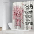 thumbnail image 3 of 4 Pcs Pink Fashion Shower Curtain Sets with Rugs Flower Bathroom Decor Set with Shower Curtain and Rugs and Accessories Modern Perfume Bottle Floral Bathroom Curtain with 12 Hooks, 3 of 7