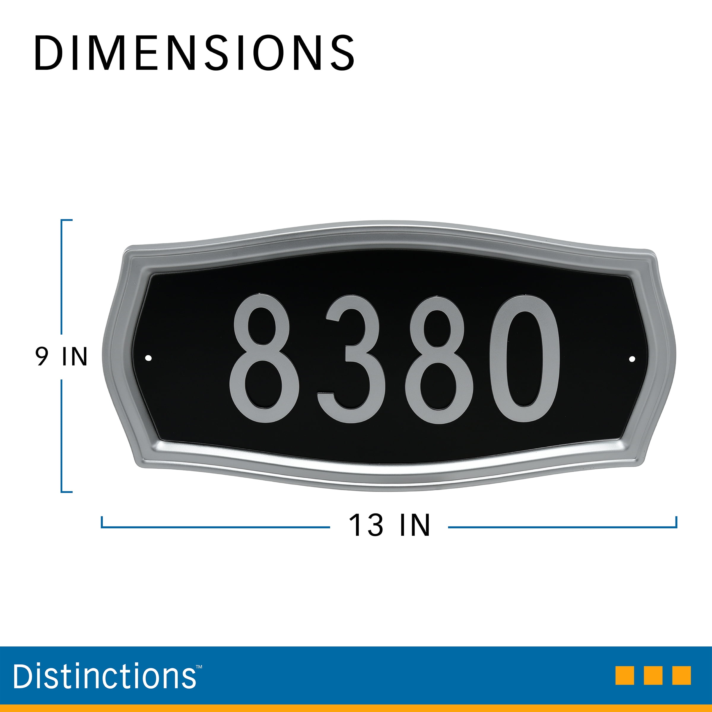 Distinctions Heritage Address, Silver and Black, Plastic and Zinc, 9" x 13", 1 Pack