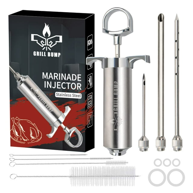 Kit de jeringas para inyectores de carne Grill Bump de 60 ml con 3 agujas