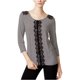 thumbnail image 2 of maison Jules Blusa de punto con ribete de encaje para mujer, negro, extragrande, 2 of 2