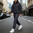 thumbnail image 1 of Ceisia Men's Loose Fit ECG Print Hooded Sweatshirt & Jogger Set - Warm Stretch Casual Two-Piece Tracksuit Gifts, 1 of 5