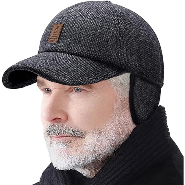 Winter for Men Outdoor Hat, Adjustable Warm Sport Golf Baseball Cap Hats Dad Caps Earflaps Thicken 55-60CM