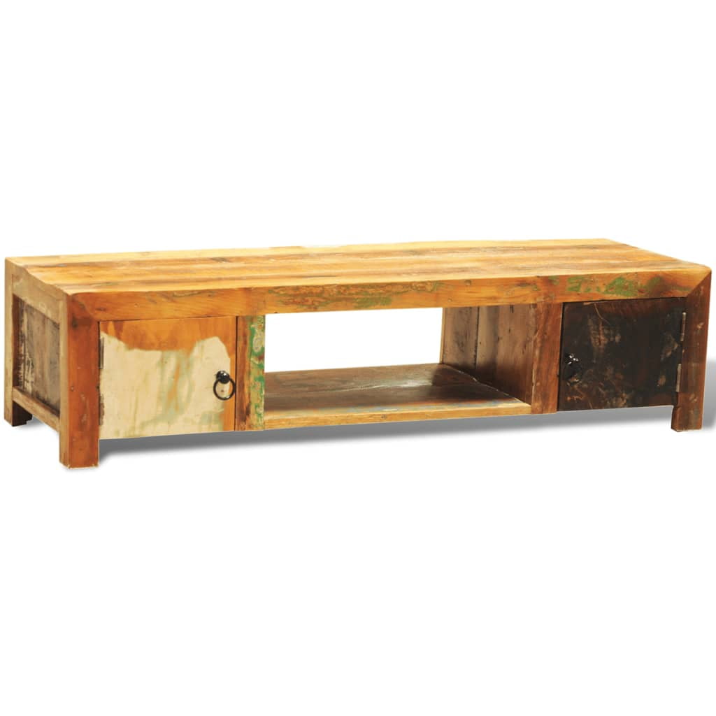 Kepooman Antique-Style Reclaimed Wood TV Stand with 2 Drawers for Living Room, Brown Kepooman Antique-Style Reclaimed Wood TV Stand with 2 Drawers for Living Room, Brown