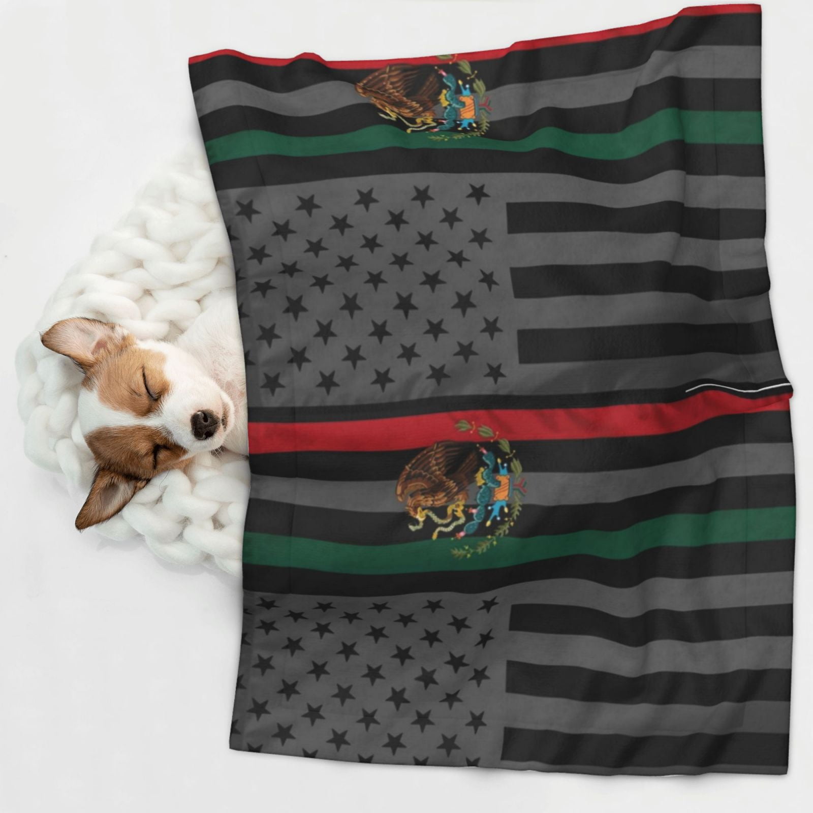 Mexico-America-Flag Dog Blanket Soft Warm Flannel Cat Blanket Great Pet Throw for Cats Puppy Small Medium Large Dog