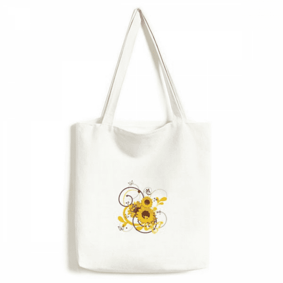 Flower Sunflower Illustration Tote Canvas Bag Shopping Satchel Casual Handbag
