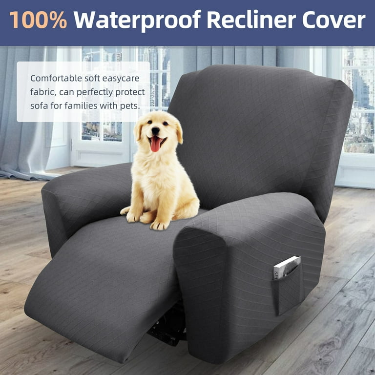 Waterproof Elastic Recliner Cover 4 Piece Side Pockets Suitable for Kids Pets Dark Gray Walmart