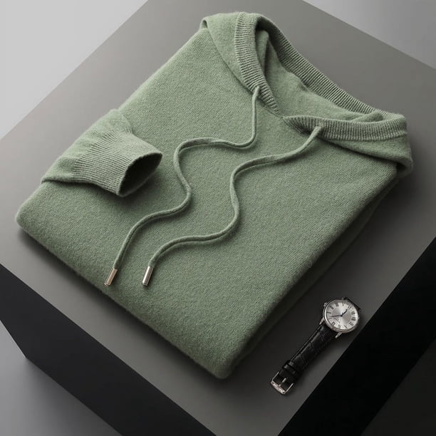 Suéter con capucha para hombre, suéter de punto sin costuras de color sólido, suéter con capucha, suéter con parte inferior, suéter casual para hombre, otoño e invierno