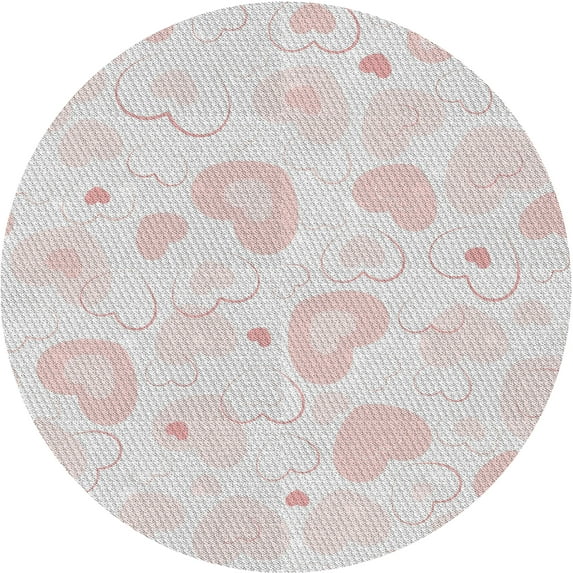 Ahgly Company Indoor Round Patterned Pearl White Beige Novelty Area Rugs, 5' Round