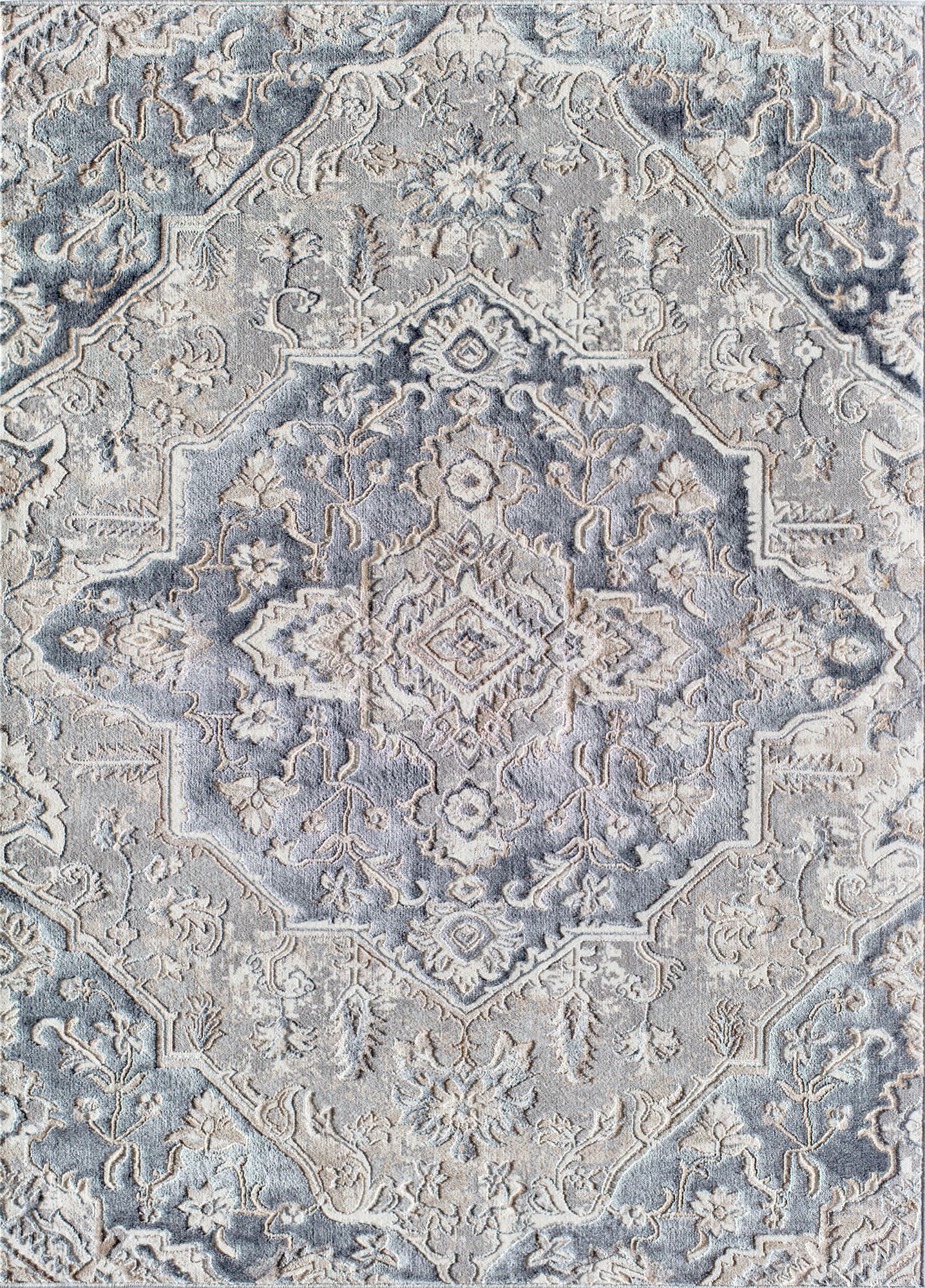 Rugs America Emali EA15A Cobblestone Vintage Farmhouse Light Gray Area Rug, 5'x7'