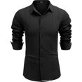 thumbnail image 3 of UKAP Mens Shirts Lapel Neck Blouse Button Down Tops Regular Fit Work Tunic Shirt Black 3XL, 3 of 8