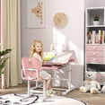 thumbnail image 2 of Qaba Kids Desk and Chair Set Height Adjustable w/ Tilt Desktop, Pink, 2 of 10