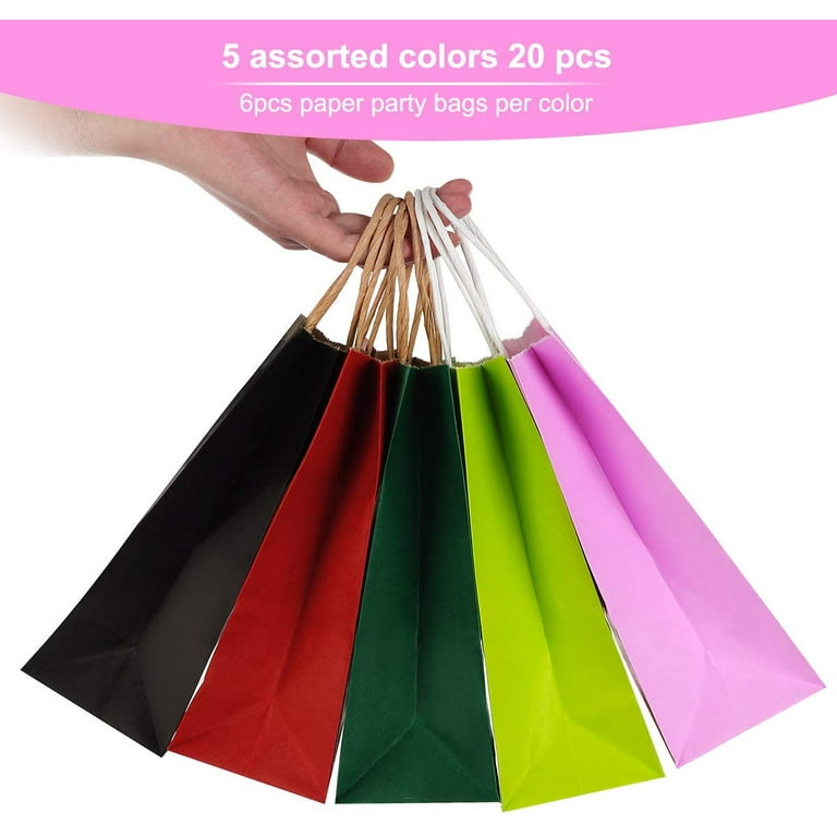 20 Pcs Multicolor Gift Bag 27 * 21 * 11Cm,Kraft Bag,Paper Bag,Kraft Paper  Bag,Paper Bags With Handles,Gift Pouch(Thicken 130Gsm)