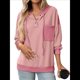 thumbnail image 2 of Sudadera con Capucha para Mujer 2025, Cuello Abotonado, Cordón Ajustable, Sudadera Informal de Larga, Camisetas. Rosa XXL, 2 of 10