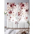 thumbnail image 3 of Red Flowers Sheer Curtains 84 Inch Length 2 Panels for Living Room, Spring Floral Elegant Pastoral Watercolor Voile Kitchen Curtain Set, Luxury Privacy Drapes Window Treatment for Bedroom, 3 of 7