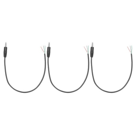 3pcs 3.5mm Male Jack to Bare Wire Open End Replacement TRS 4 Pole Cable for Earphone Headphone 0.30m