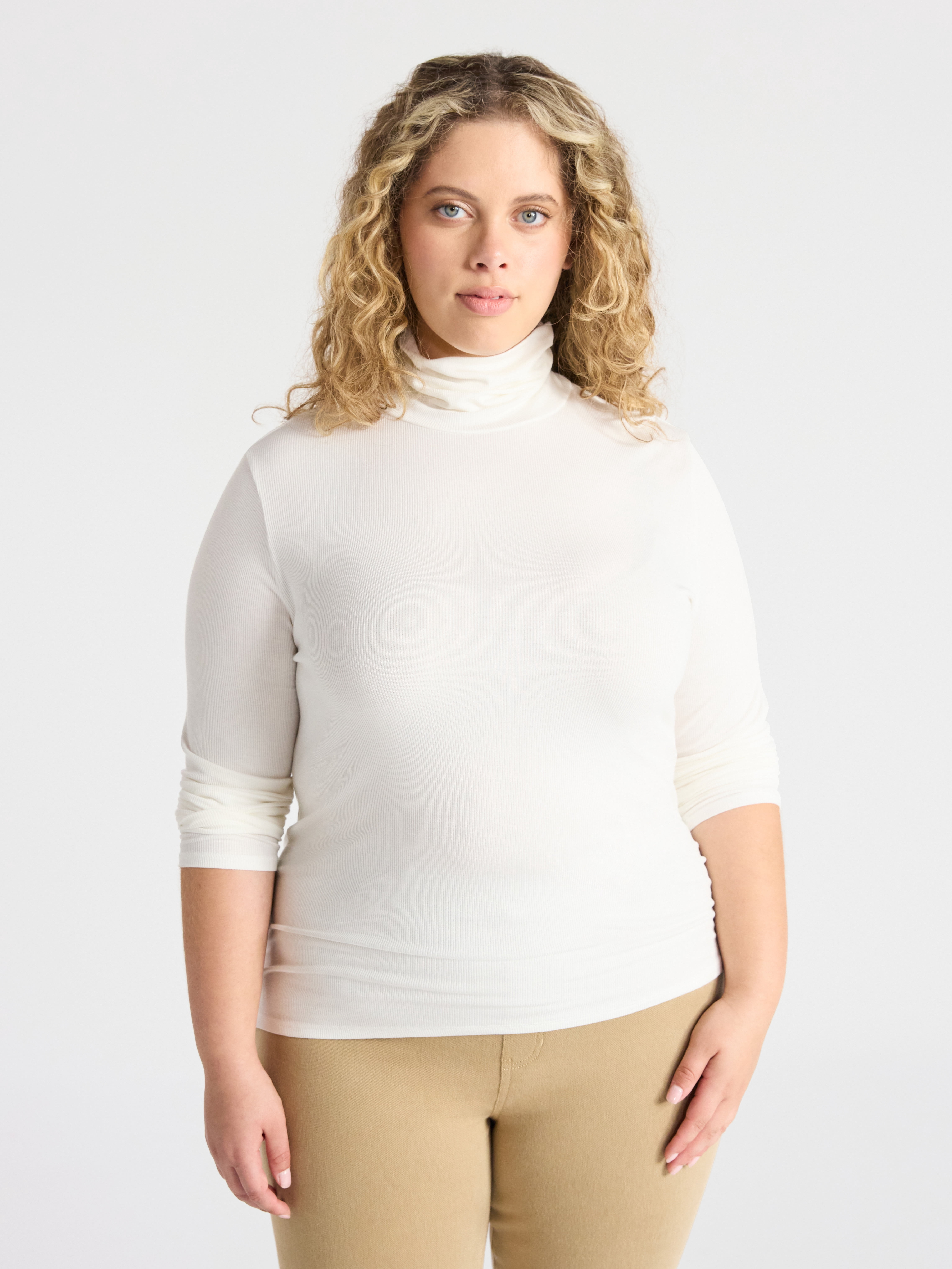 Time and Tru Women's Ribbed Turtleneck with Long Sleeves, Sizes XS-XXXL