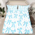 thumbnail image 2 of jejeloiu Kawaii Bowknot Ribbon Full Size Sheets,Blue Cute Stars Bed Sheets For Girls Teens 4 Pieces, 2 of 7